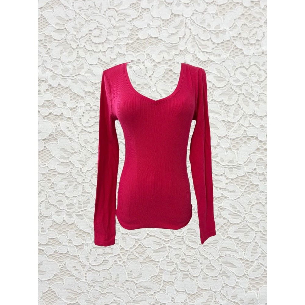 vintage y2k hot pink fitted long sleeve top